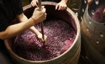 Immergere il cappello dell'uva per estrarre il colore