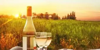 Garrafa de vinho no piquenique