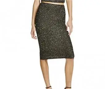 앨리스 + 올리비아 여성 라모스 비즈 스팽글 펜슬 스커트