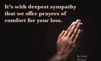 Mains en prière et message de sympathie