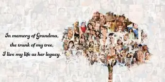 Baum über Collage von Gesichtern