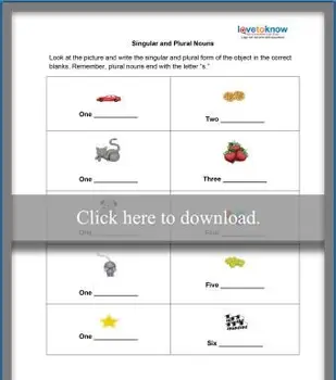 단수 및 복수 명사 워크 시트