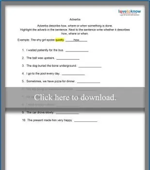 일반적인 부사 워크 시트