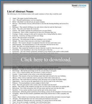 Lista de sustantivos abstractos con ejemplos